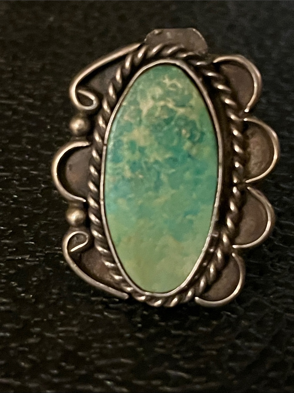 Large vintage Native American green Turquoise ring